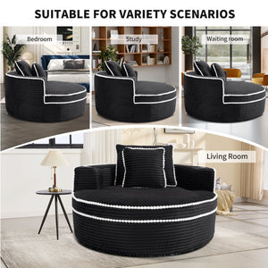 English Elm Round Cloud Sectional Sleeper Sofa with Memory Foam Fill for Studio Apartments Black W3224P502490