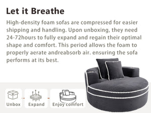 English Elm Round Cloud Sectional Sleeper Sofa with Memory Foam Fill for Studio Apartments Dark Grey W3224P502492