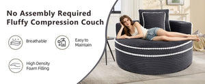 English Elm Round Cloud Sectional Sleeper Sofa with Memory Foam Fill for Studio Apartments Dark Grey W3224P502492