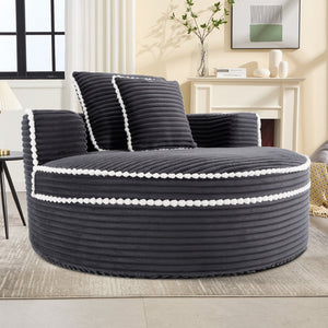 English Elm Round Cloud Sectional Sleeper Sofa with Memory Foam Fill for Studio Apartments Dark Grey W3224P502492