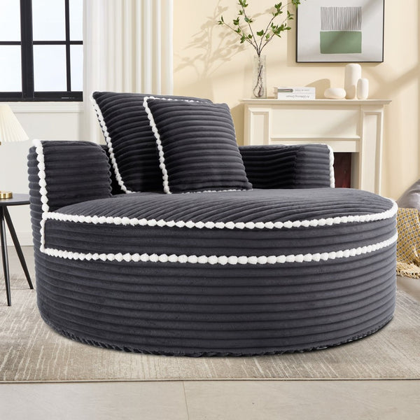 English Elm Round Cloud Sectional Sleeper Sofa with Memory Foam Fill for Studio Apartments Dark Grey W3224P502492