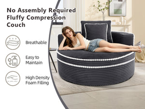 English Elm Round Cloud Sectional Sleeper Sofa with Memory Foam Fill for Studio Apartments Dark Grey W3224P502492
