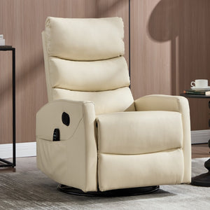 English Elm Up to 350 Lb Chenille Power Lift Recliner with Massage Heat and Charging Ports Beige - A W3224P556658