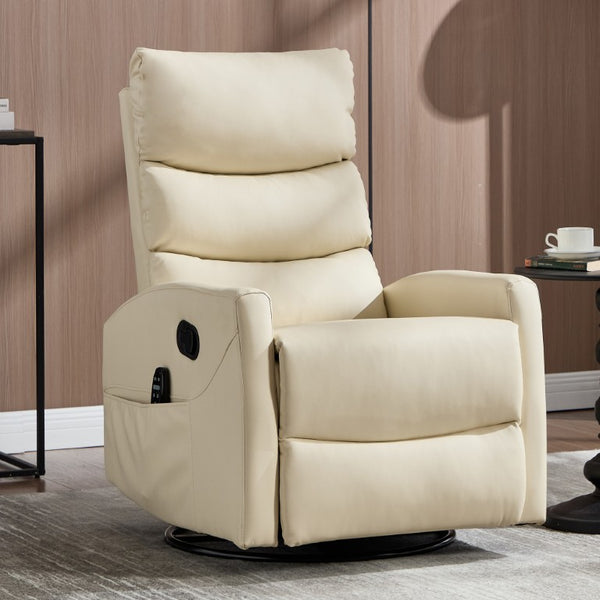 English Elm Up to 350 Lb Chenille Power Lift Recliner with Massage Heat and Charging Ports Beige - A W3224P556658