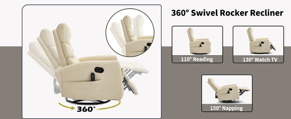 English Elm Up to 350 Lb Chenille Power Lift Recliner with Massage Heat and Charging Ports Beige - A W3224P556658