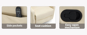 English Elm Up to 350 Lb Chenille Power Lift Recliner with Massage Heat and Charging Ports Beige - A W3224P556658