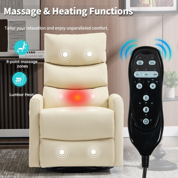 English Elm Up to 350 Lb Chenille Power Lift Recliner with Massage Heat and Charging Ports Beige - A W3224P556658