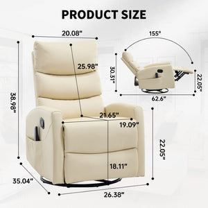 English Elm Up to 350 Lb Chenille Power Lift Recliner with Massage Heat and Charging Ports Beige - A W3224P556658