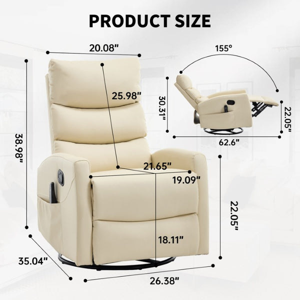 English Elm Up to 350 Lb Chenille Power Lift Recliner with Massage Heat and Charging Ports Beige - A W3224P556658