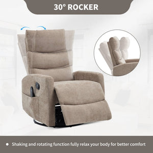 English Elm Up to 350 Lb Chenille Power Lift Recliner with Massage Heat and Charging Ports Khaki W3224P556673