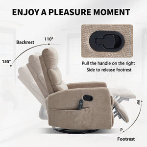 English Elm Up to 350 Lb Chenille Power Lift Recliner with Massage Heat and Charging Ports Khaki W3224P556673