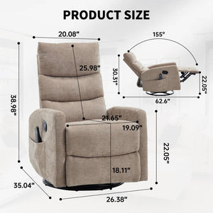 English Elm Up to 350 Lb Chenille Power Lift Recliner with Massage Heat and Charging Ports Khaki W3224P556673