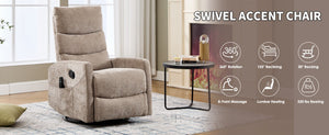 English Elm Up to 350 Lb Chenille Power Lift Recliner with Massage Heat and Charging Ports Khaki W3224P556673