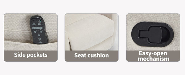 English Elm Up to 350 Lb Chenille Power Lift Recliner with Massage Heat and Charging Ports Beige - B W3224P556674