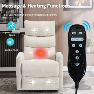 English Elm Up to 350 Lb Chenille Power Lift Recliner with Massage Heat and Charging Ports Beige - B W3224P556674