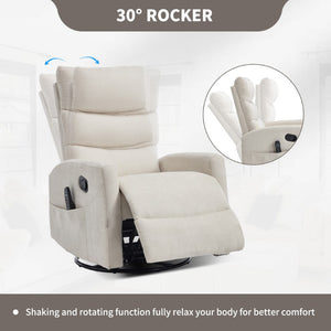 English Elm Up to 350 Lb Chenille Power Lift Recliner with Massage Heat and Charging Ports Beige - B W3224P556674