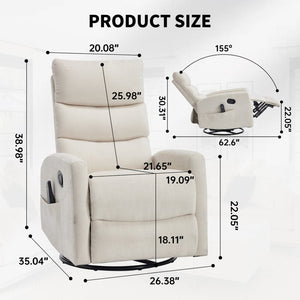 English Elm Up to 350 Lb Chenille Power Lift Recliner with Massage Heat and Charging Ports Beige - B W3224P556674