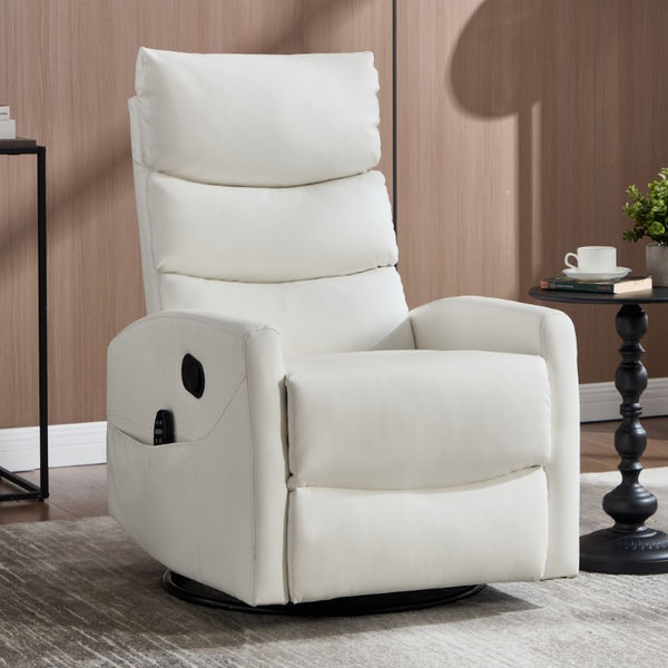 English Elm Up to 350 Lb Chenille Power Lift Recliner with Massage Heat and Charging Ports White W3224P587317