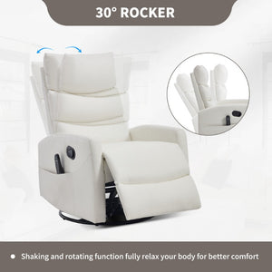 English Elm Up to 350 Lb Chenille Power Lift Recliner with Massage Heat and Charging Ports White W3224P587317