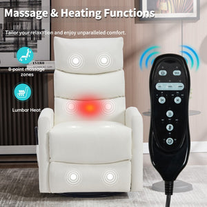 English Elm Up to 350 Lb Chenille Power Lift Recliner with Massage Heat and Charging Ports White W3224P587317
