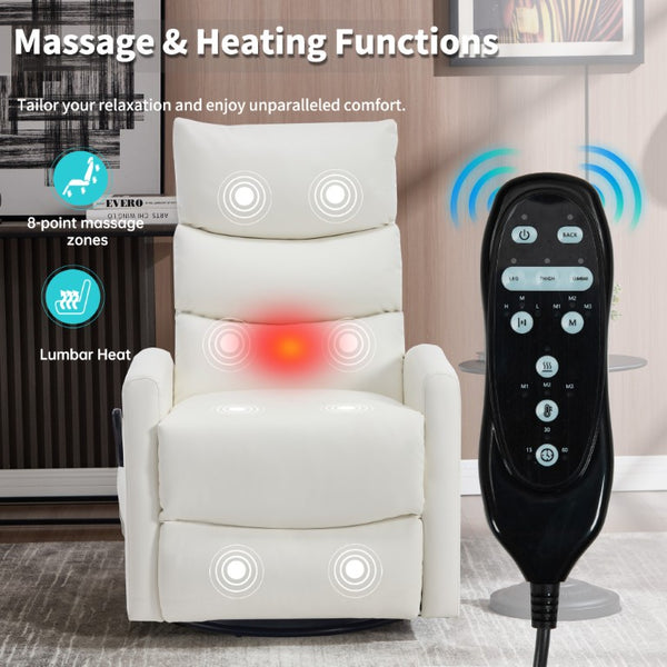English Elm Up to 350 Lb Chenille Power Lift Recliner with Massage Heat and Charging Ports White W3224P587317