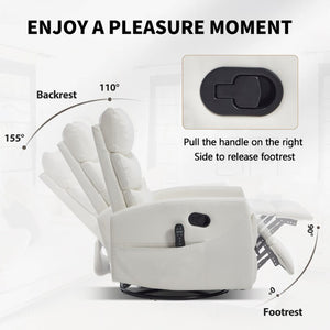English Elm Up to 350 Lb Chenille Power Lift Recliner with Massage Heat and Charging Ports White W3224P587317