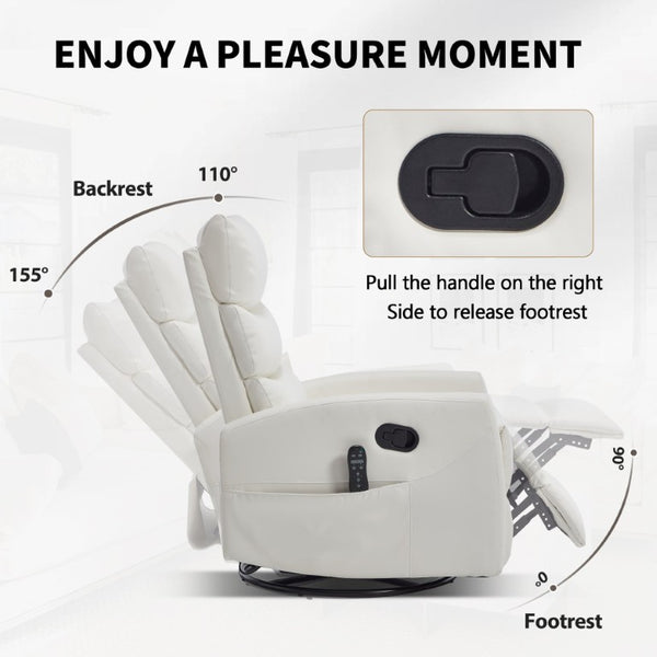 English Elm Up to 350 Lb Chenille Power Lift Recliner with Massage Heat and Charging Ports White W3224P587317