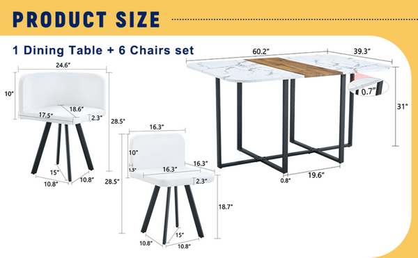English Elm New White Pu Upholstered Dining Chair Set of Six Modern Metal Leg Designs W3226P279052