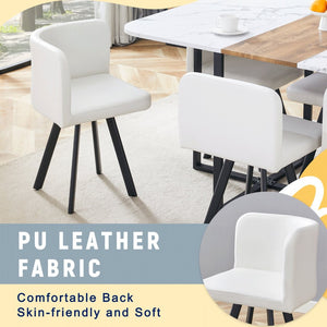 English Elm New White Pu Upholstered Dining Chair Set of Six Modern Metal Leg Designs W3226P279052