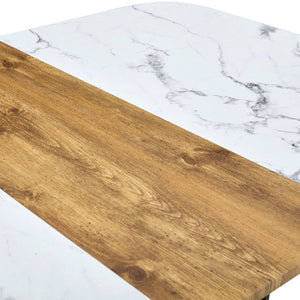 English Elm White Two-tone Mdf Rectangular Dining Table Seats Six with Metal Legs Modern Style W3226P279054