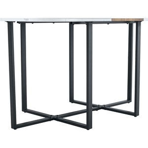 English Elm White Two-tone Mdf Rectangular Dining Table Seats Six with Metal Legs Modern Style W3226P279054