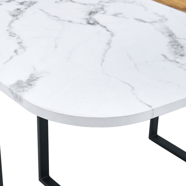 English Elm White Two-tone Mdf Rectangular Dining Table Seats Six with Metal Legs Modern Style W3226P279054
