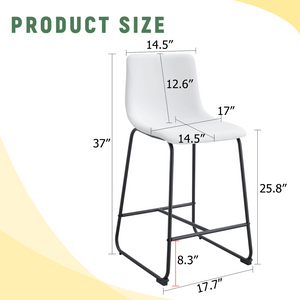 English Elm Set of 2 Pu Leather Barstools with Iron Legs for Kitchen Island or Home Bar W3226P279065