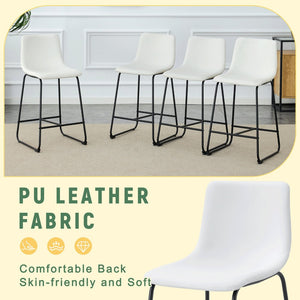 English Elm Set of 2 Pu Leather Barstools with Iron Legs for Kitchen Island or Home Bar W3226P279065