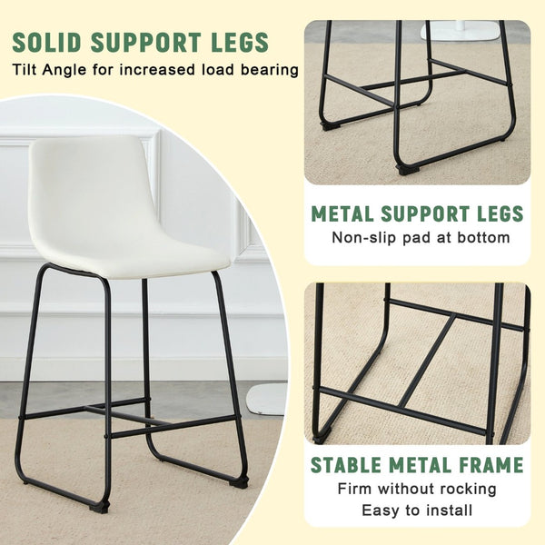 English Elm Set of 2 Pu Leather Barstools with Iron Legs for Kitchen Island or Home Bar W3226P279065