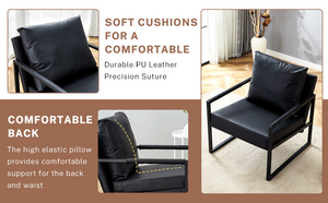 English Elm New Pu Leather Accent Chair with Metal Frame for Modern Industrial Living Spaces W3226P279067
