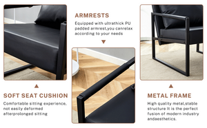 English Elm New Pu Leather Accent Chair with Metal Frame for Modern Industrial Living Spaces W3226P279067