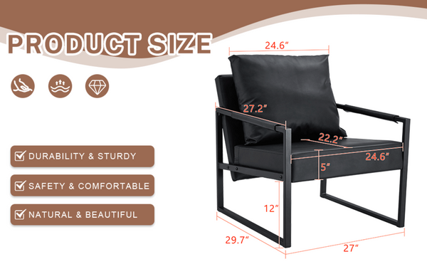 English Elm New Pu Leather Accent Chair with Metal Frame for Modern Industrial Living Spaces W3226P279067