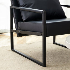 English Elm New Pu Leather Accent Chair with Metal Frame for Modern Industrial Living Spaces W3226P279067