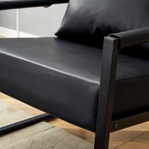 English Elm New Pu Leather Accent Chair with Metal Frame for Modern Industrial Living Spaces W3226P279067