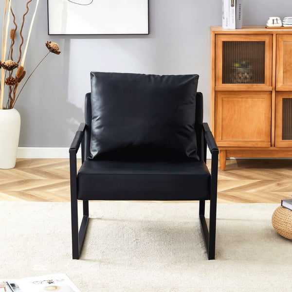 English Elm New Pu Leather Accent Chair with Metal Frame for Modern Industrial Living Spaces W3226P279067