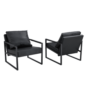 English Elm New Pu Leather Accent Chair with Metal Frame for Modern Industrial Living Spaces W3226P279067