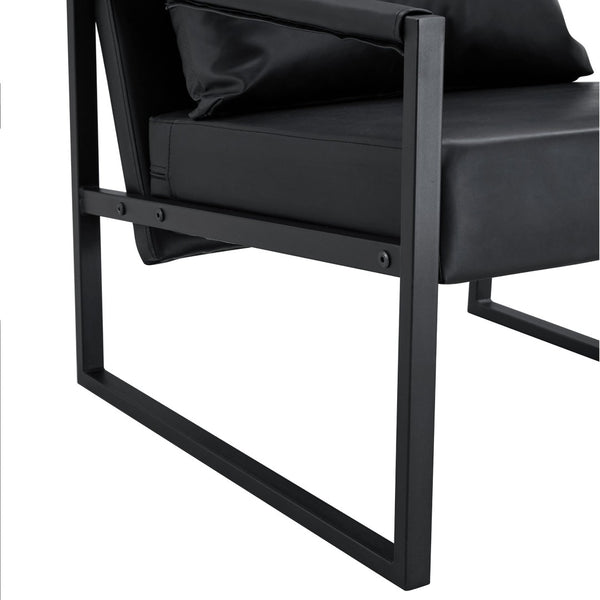 English Elm New Pu Leather Accent Chair with Metal Frame for Modern Industrial Living Spaces W3226P279067
