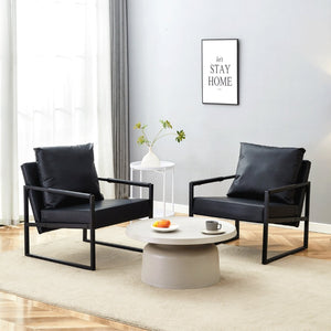 English Elm New Pu Leather Accent Chair with Metal Frame for Modern Industrial Living Spaces W3226P279067