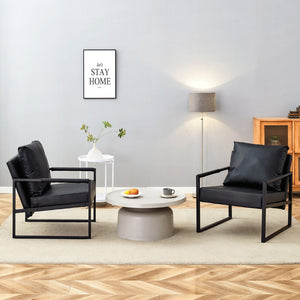 English Elm New Pu Leather Accent Chair with Metal Frame for Modern Industrial Living Spaces W3226P279067