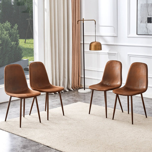 English Elm Set of 4 Suede Backrest Dining Chairs with Walnut Finish Legs for Scandinavian Homes W3226P279070