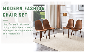 English Elm Set of 4 Suede Backrest Dining Chairs with Walnut Finish Legs for Scandinavian Homes W3226P279070