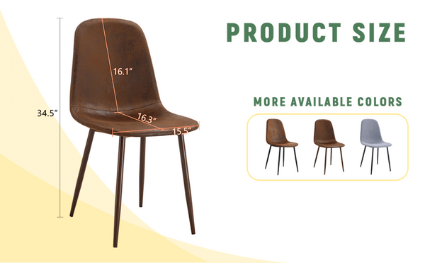 English Elm Set of 4 Suede Backrest Dining Chairs with Walnut Finish Legs for Scandinavian Homes W3226P279070