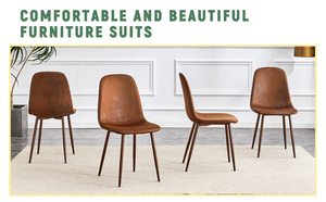 English Elm Set of 4 Suede Backrest Dining Chairs with Walnut Finish Legs for Scandinavian Homes W3226P279070