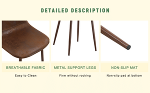 English Elm Set of 4 Suede Backrest Dining Chairs with Walnut Finish Legs for Scandinavian Homes W3226P279070